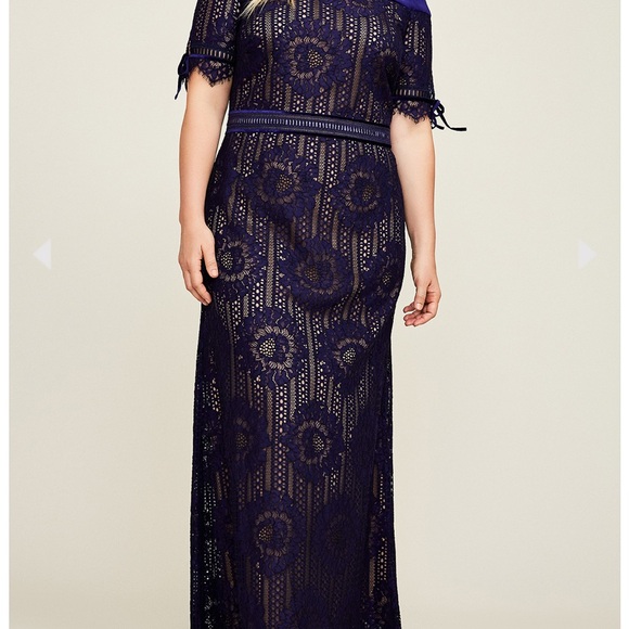 Tadashi Shoji Blue Illusion ROSINA GOWN Dress Size 14. NEW PICTURES! - Picture 13 of 16